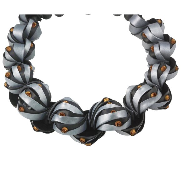 RARE 2010 NIB Handmade Polymer Clay Black, Gold & Gray Necklace, Earrings & Brac - Picture 7 of 9